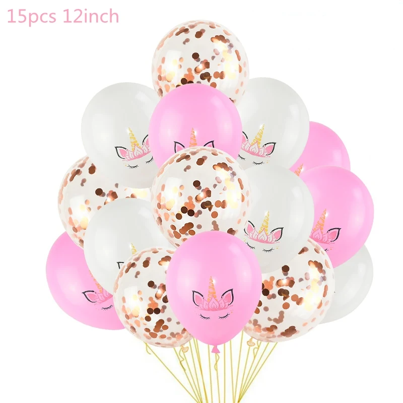 15pcs Q 1 комплект праздничные шарики с единорогом на день рождения, Балон, единорог, украшение, латексный воздушный шар "Конфетти", украшение для дня рождения, Детские шары - Цвет: 15pcs Q