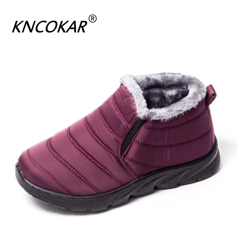 

KNCOKAR Size36-41 Waterproof Women Winter Shoes snow Boots Warm Fur Inside Antiskid Bottom Keep Warm Mother Casual Boots