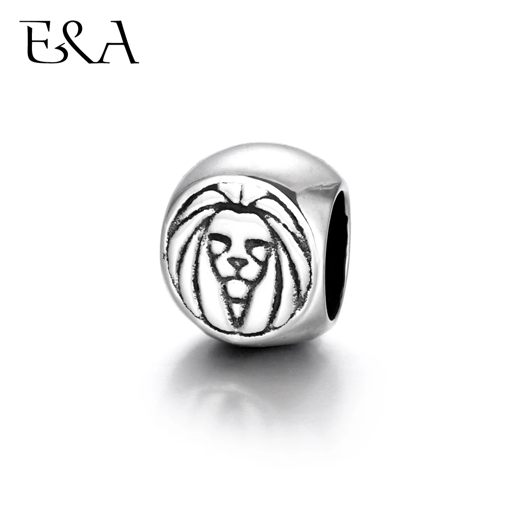 Бусины из нержавеющей стали с большим отверстием 6 мм плоские круглые подвеской в