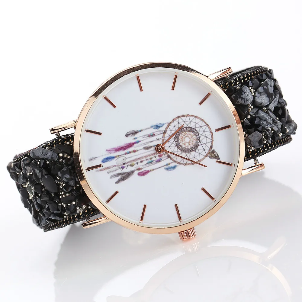 Райский 2017 1 шт. Новая мода обёрточная вокруг браслет часы булыжник синтетическая