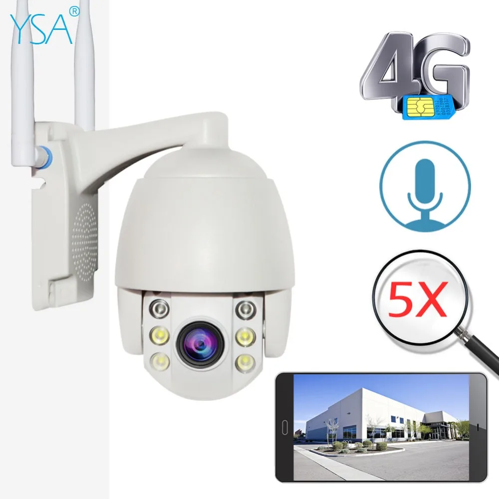 YSA 4G сим карты купольная PTZ IP Камера 1080P Беспроводной Wi Fi мини звездного неба