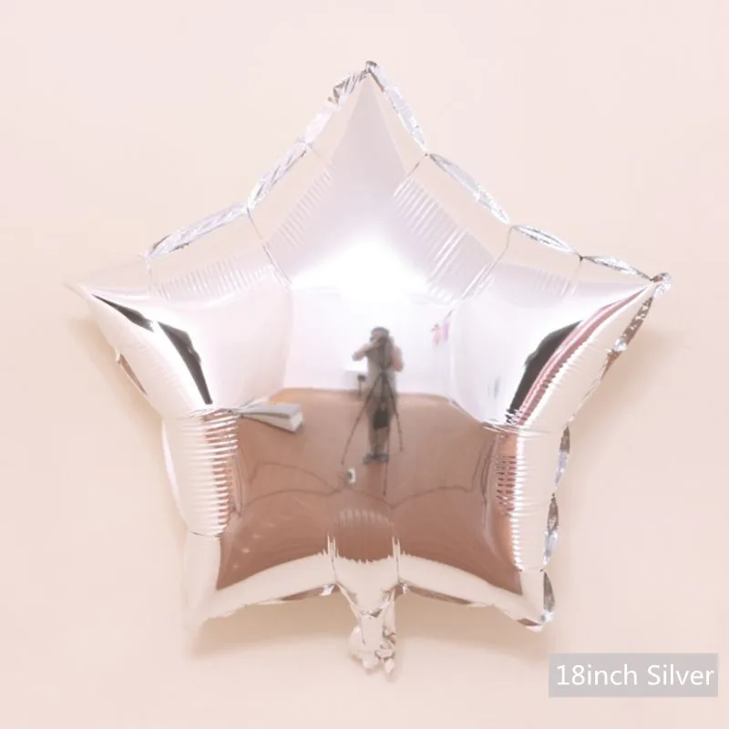 10pcs Star Silver 10 шт. 5 10 18 дюймов Звездное сердце Гелиевый шар Свадебные Звездные воздушные фольгированные шары надувные подарок на день рождения шар декоративный шар для вечеринки - Цвет: 10pcs Star Silver