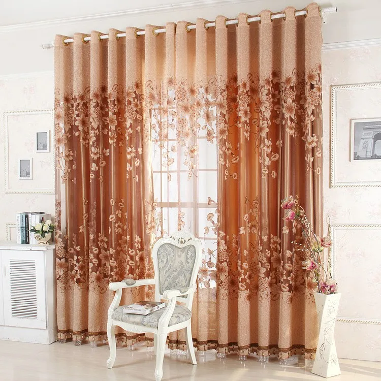 Окна лечения Роскошные Шторы + тюль Бусины фиолетовый коричневый 100% Blackout Готовые