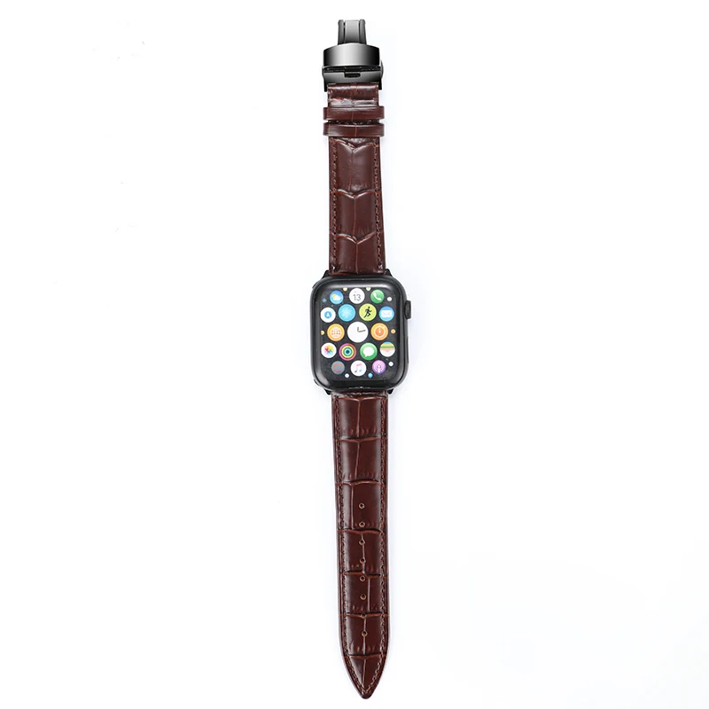 Ремешок аллигатора для iWatch Apple Watch 38 мм 42 мм серия двойная Пряжка Бабочка Пряжка ремешок из крокодиловой кожи
