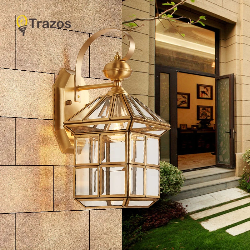 Полностью медная настенная лампа в европейском стиле ретро садовая