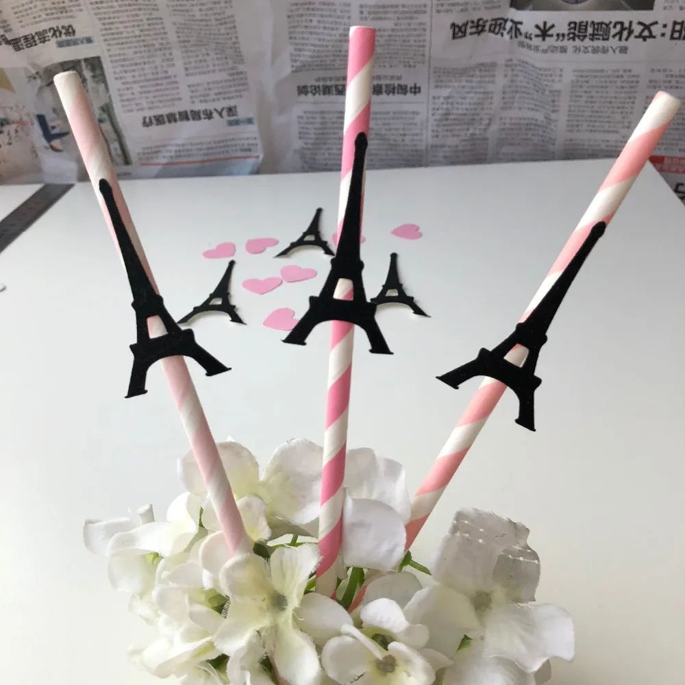 

25 French Tower Paper straws a day in Paris party Drinks Wedding birthday anniversary baby shower table drinking decoration