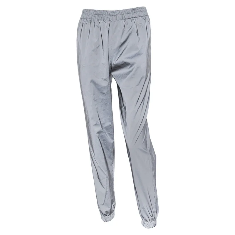 pants Женский Светоотражающий Комплект из 2 предметов, сексуальный укороченный топ с открытой спиной и штаны, летний женский бюстгальтер с пряжкой и Блестящие Брюки, костюм из двух предметов - Цвет: pants