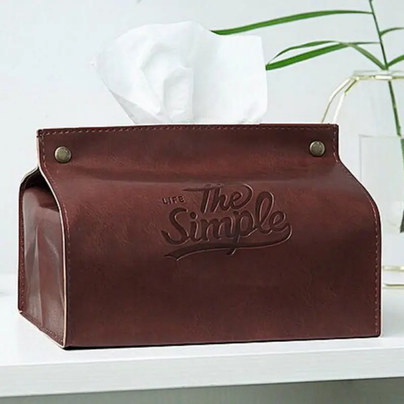 Контейнер для полотенец салфеток подставка в скандинавском стиле кожаная