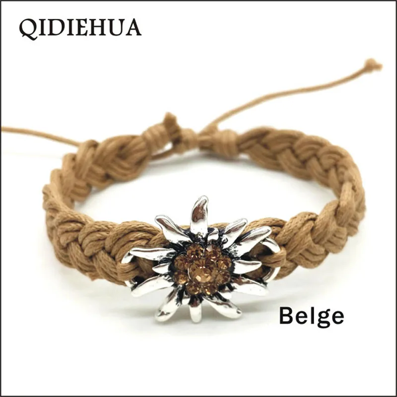 QIDIEHUA, серебряный цвет, ручной работы, Edelweiss браслеты и браслеты, регулируемые, счастливые, разноцветные, ручной работы, браслеты дружбы для женщин