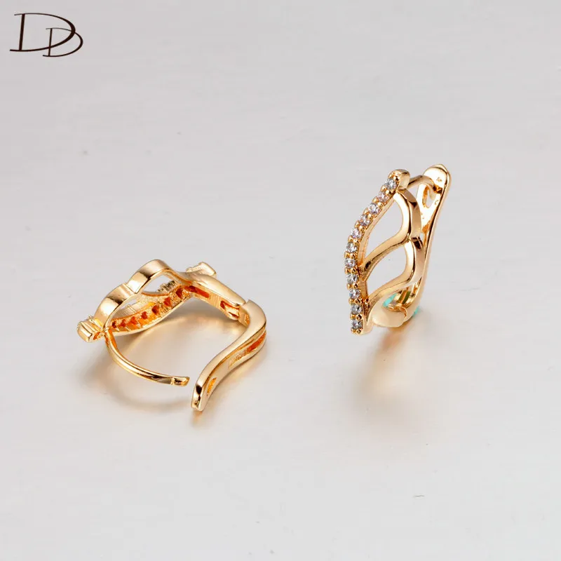 Шикарный Крылья Ангела серьги 585 цвет золотистый и aaa стразы Винтажные кольца