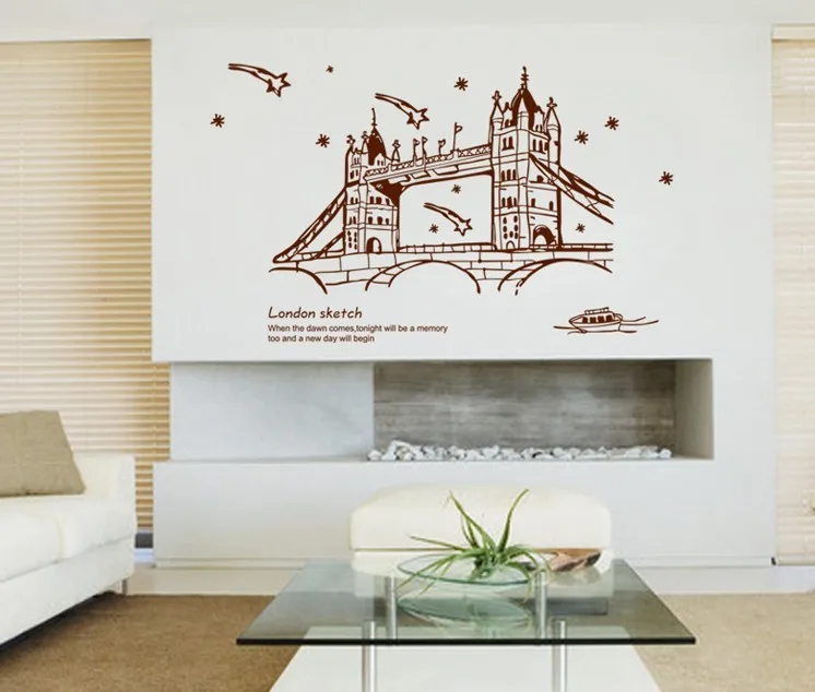 Хит продаж! 60*90 см настенные наклейки в стиле Лондон с изображением моста сделай