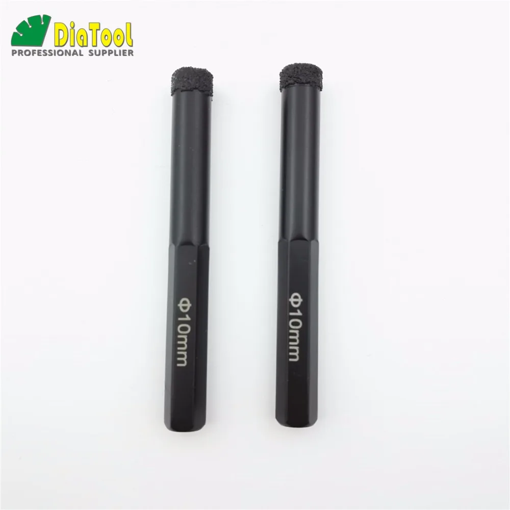 Diatool 2 шт. Dia10mm шестигранным хвостовиком вакуумной пайки мокрой сверла бурения