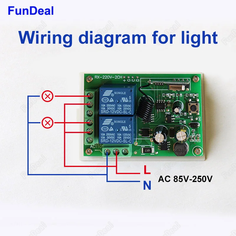 Универсальный пульт дистанционного управления 433 МГц 250 В 110 220 2 канала |