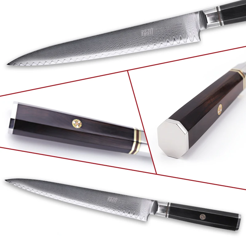 FINDKING Профессиональный 10 дюймовый нож янагиба из черного дерева восьмиугольная