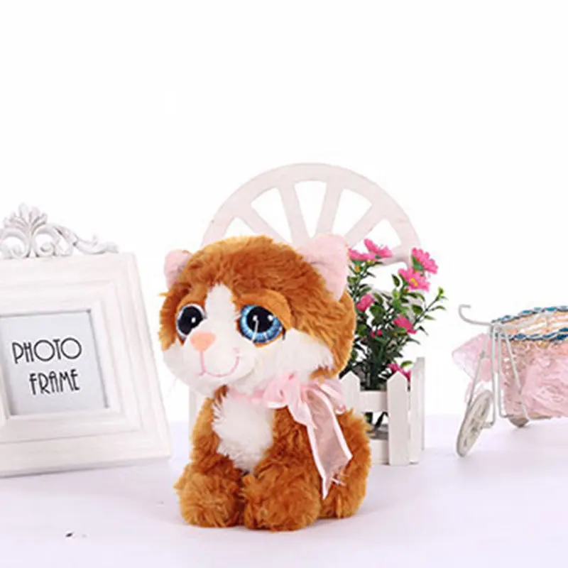 19CM Small Kawaii BIG EYES PLUSH CATS Stuffed Animals Grey White Black Brown Kitten Soft Toys for Children Kids Gifts 120106548 |