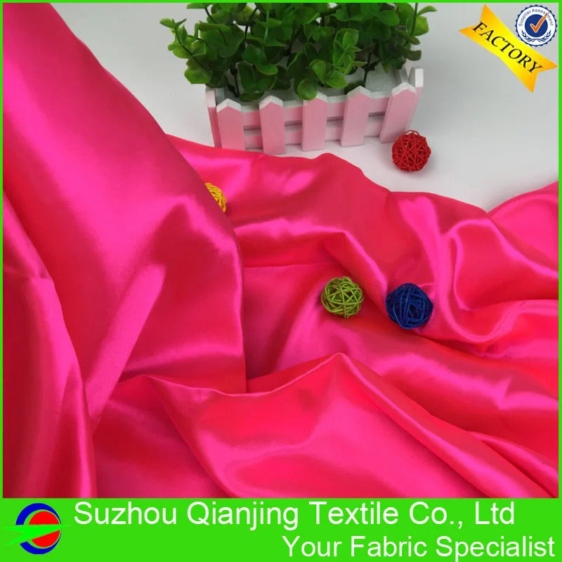 

2018 New Arrival Good Reputation Factory Price Shiny Washable Fuschia Satin Fabric