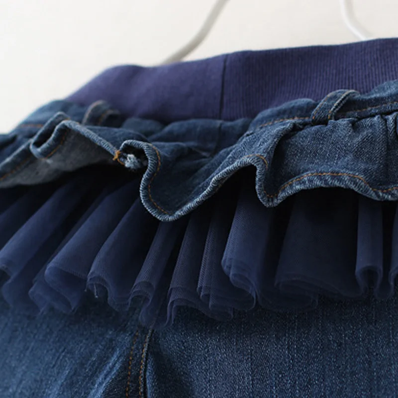 JOYHOPY 2017 джинсы для девочек модные хлопковые брюки с воланом детская одежда|girls