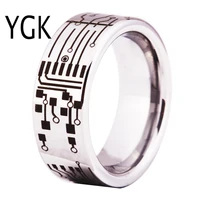 unique fashion gift ring for men women wedding band jewelry gift ring for men circuit board design tungsten ring men anniversary