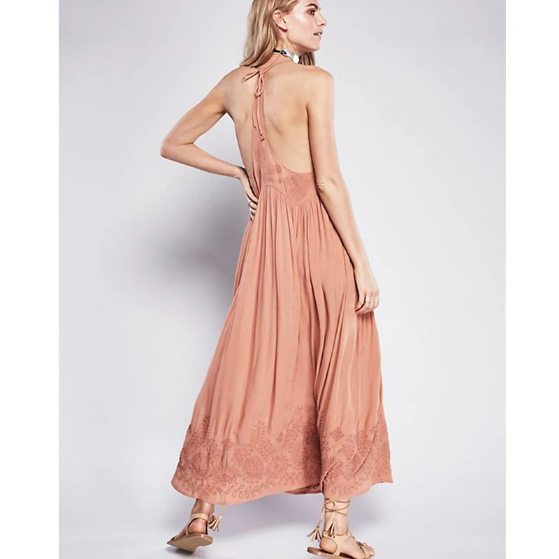 Женское винтажное платье в стиле бохо длинное Хлопковое макси хиппи с цветочной