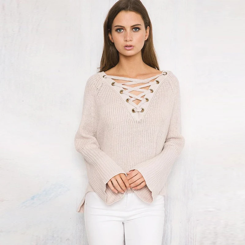 2019 Вязанный свитер с рукавами летучая мышь женский белый корейский вязаный на