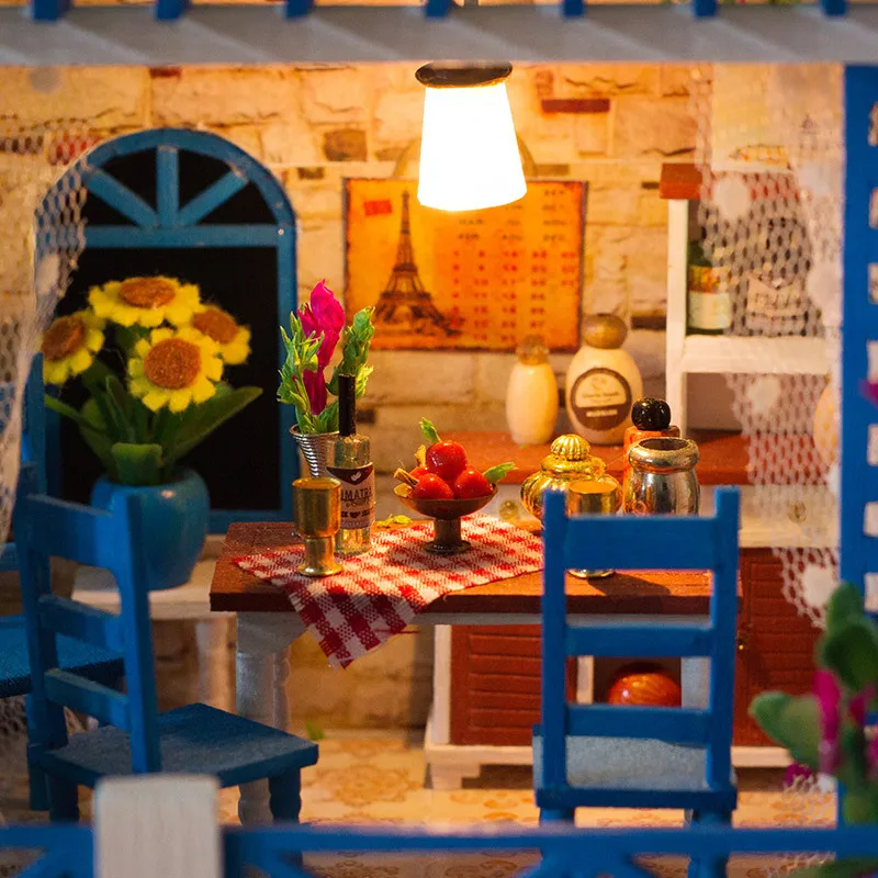 Миниатюрная роскошная деревянная модель-пазл для сада виллы наборы мебели