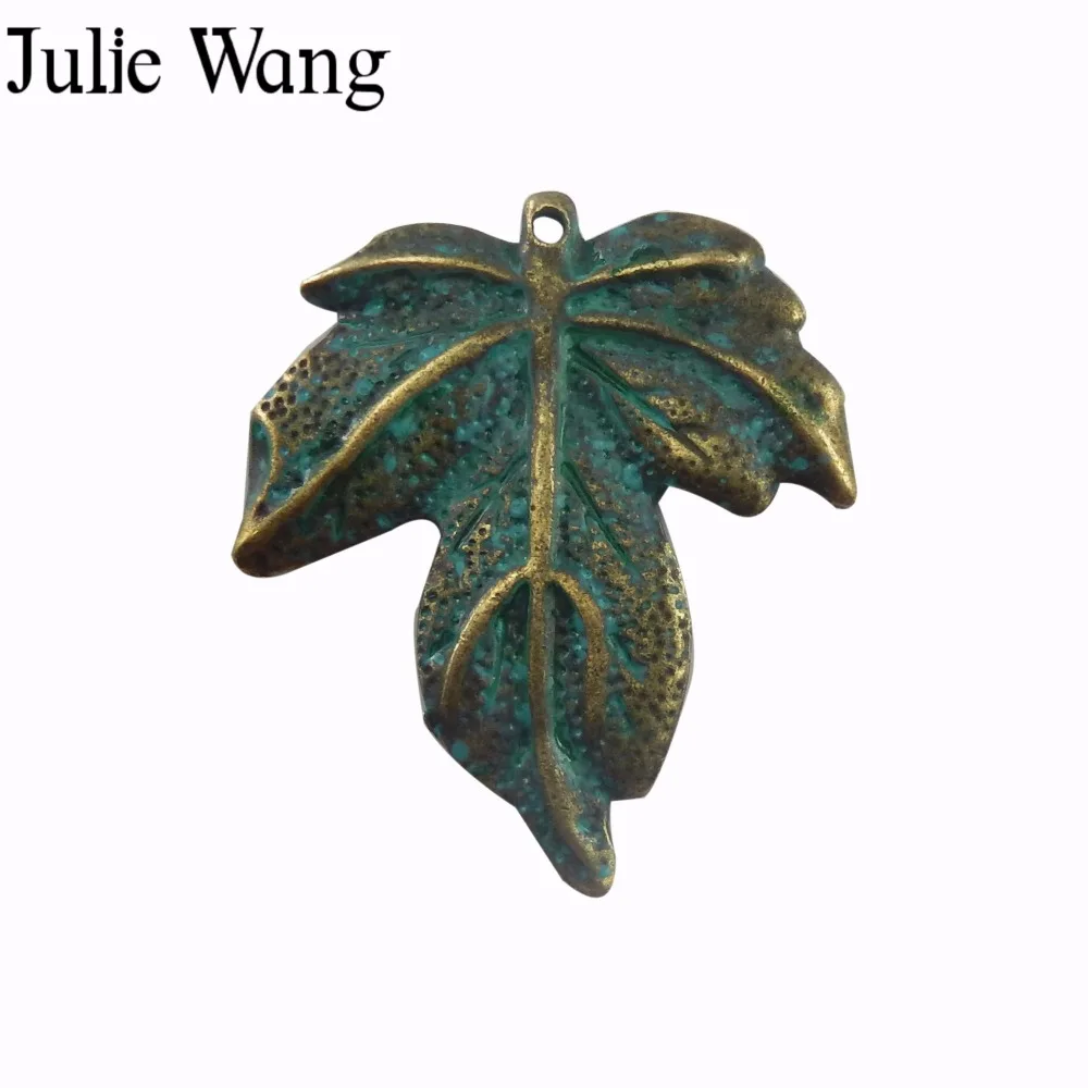 Julie Wang 5 шт. сплав античная зеленая бронза большие листья очаровательные ожерелья