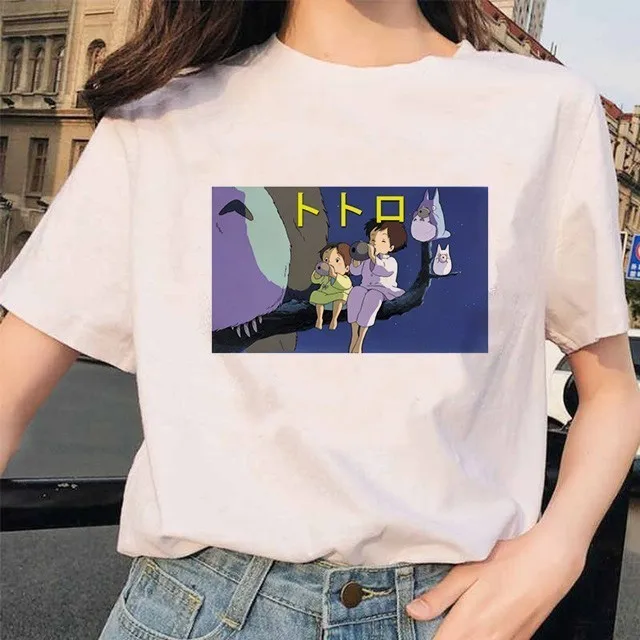 Футболка Totoro Spirit Out Хаяо Миядзаки из мультфильма Studio Ghibli femme женская футболка с японским аниме, женская одежда с аниме