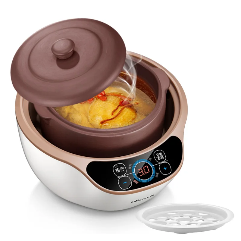 15% JA11 Double-layer Anti-hot Insulation Electric Slow Cooker 200W 1.2L Automatic Appointment Timing Stew Pot LCD Display | Бытовая