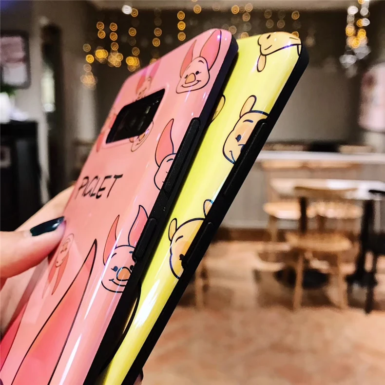 Чехол для samsung S8/S9 plus с изображением Винни-медведя чехол Galaxy Note 9 синий светильник