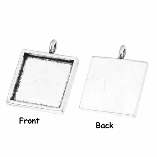 Подходит 20x20 мм квадратный подвесной поднос Камея/стекло/рамка для кабошона