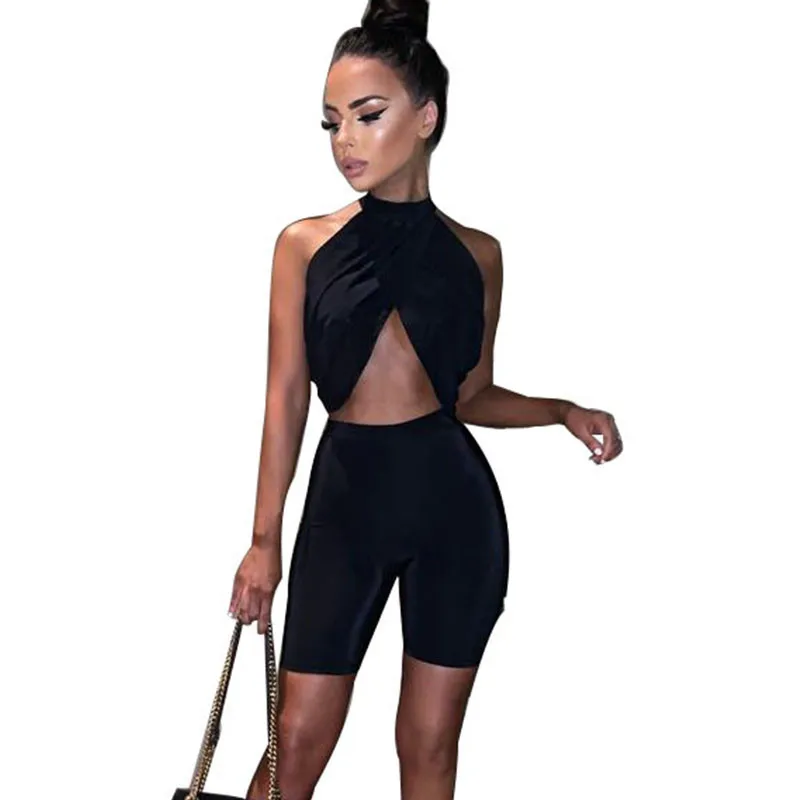 Женский неоново-зеленый комплект из двух предметов летний топа и шорт с лямкой на