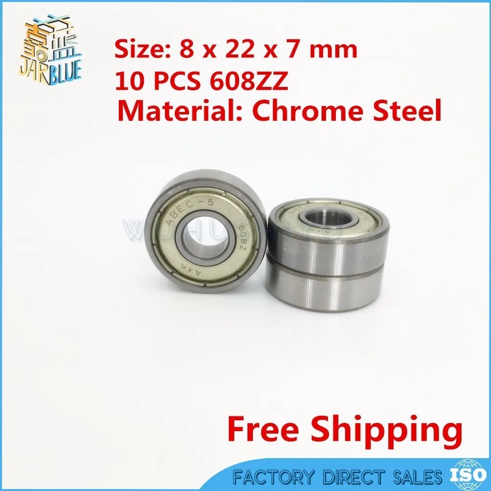 608ZZ подшипник 8x22x7 мм (10 шт.) ABEC 5 миниатюрный 608 Φ 608Z 2Z подшипник|bearings 608z|bearing 8x22x7bearing