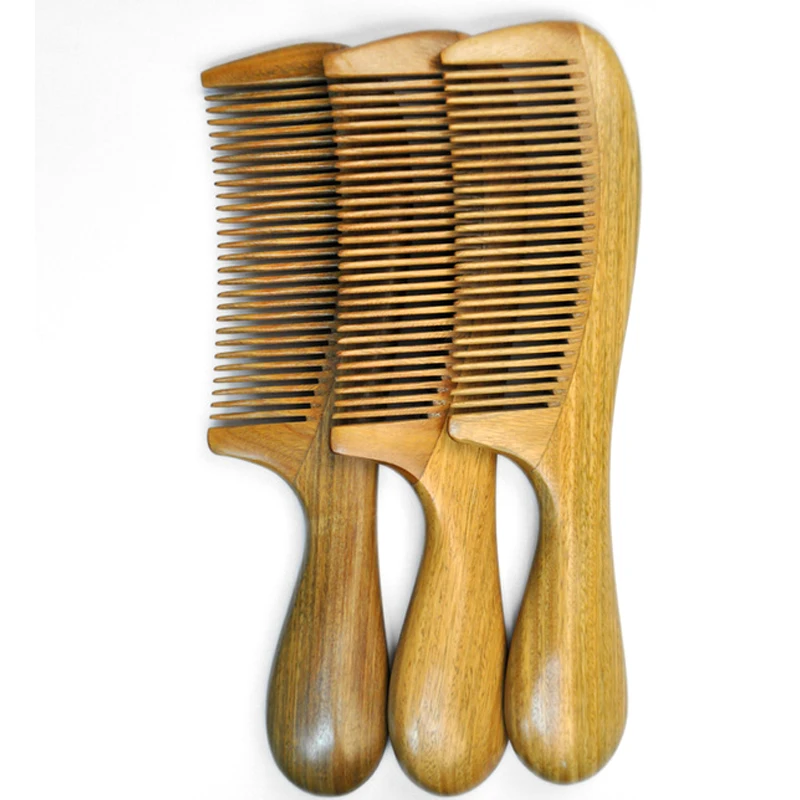 ming cheng Pure Nature hand made Sandalwood comb anti-static with widen and narrow tooth wood brush | Красота и здоровье