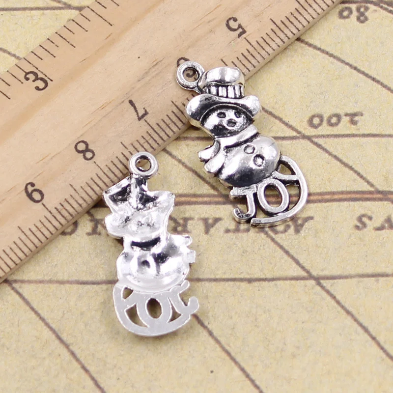 

15pcs Charms Snowman Joy Christmas 29x13mm Tibetan Pendants Antique Jewelry Making DIY Handmade Craft For Bracelet