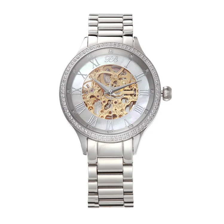 Princess Butterfly Watch автоматические часы женские наручные с римскими цифрами и бабочками, Кварцевые водонепроницаемые механические с кожаным циферблатом - Цвет: HL587LB
