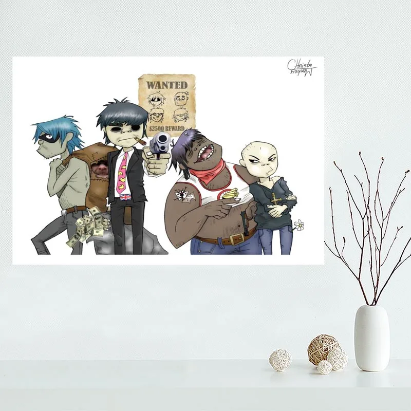 Индивидуальный холщовый постер gorillaz украшение для дома настенный