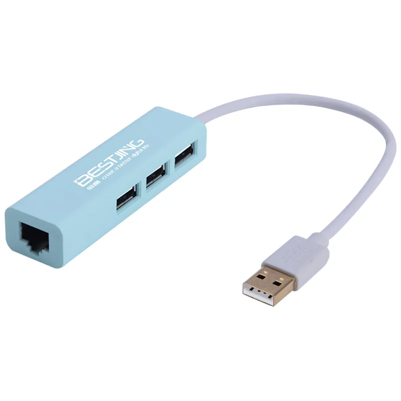 Bestjing USB Ethernet адаптер 3-Порты и разъёмы 2 0 для RJ45 Портативный центр данных Mac ПК