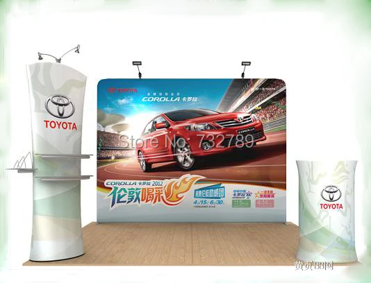 10 футов фон прямой формы торговой выставки стенд Натяжной тканевый баннер с 2