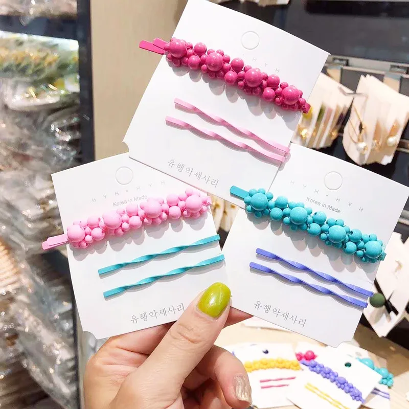 Набор из 3 штук цветных заколок с жемчужинами для волос для девочек и женщин.