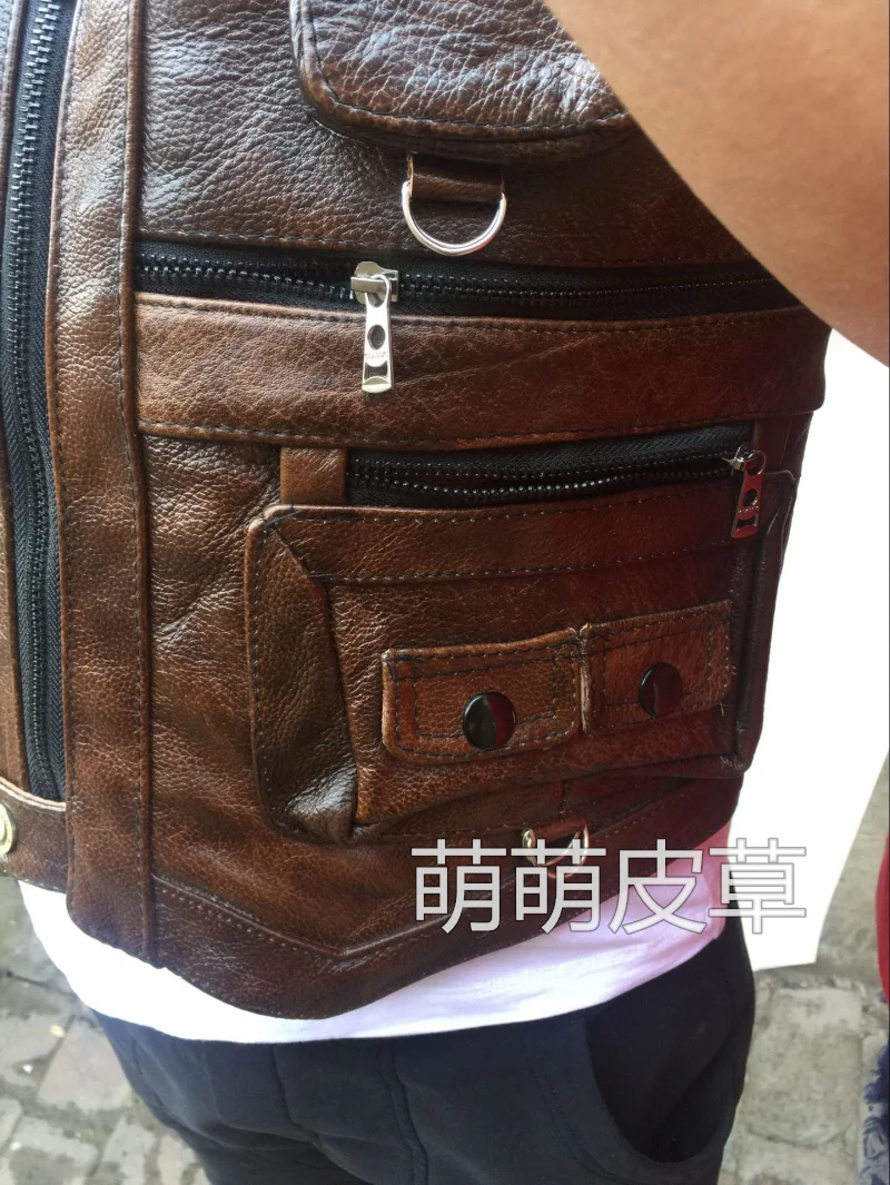 Осень/Зима 2022 мужской жилет из воловьей кожи | Жилеты