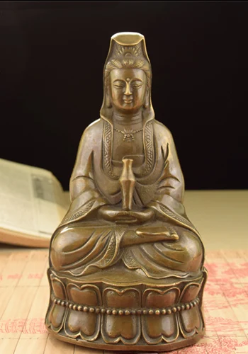 Китайская латунная сиденье Кван-Инь Гуаньинь цюань Инь | Дом и сад