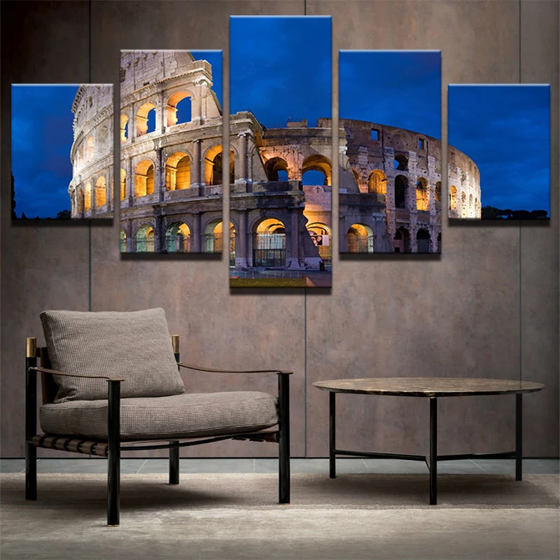 

5 Piece Canvas Wall Art Modular Pictures Castle Landscape Living Room Printed Poster Frame