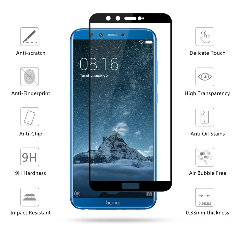 Для Huawei Honor 9 Youth Edition/Honor Lite защита экрана 2.5D HD полное покрытие Закаленное стекло
