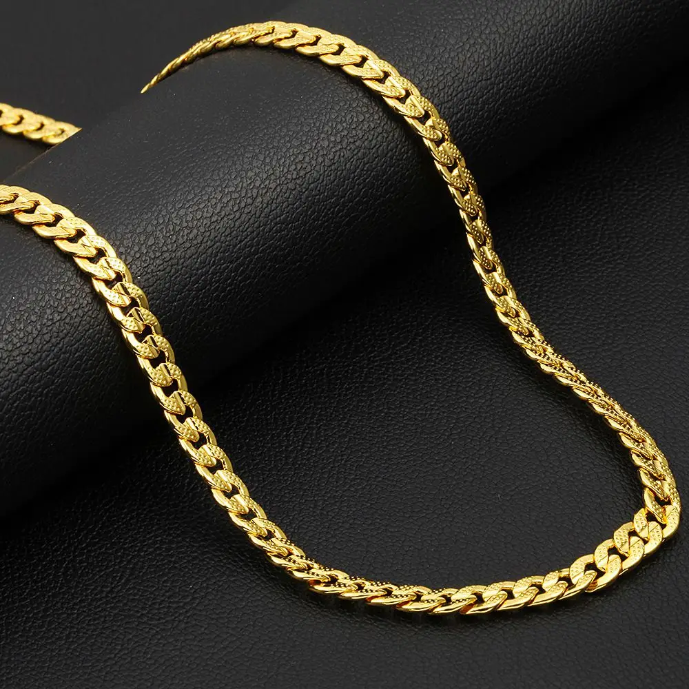 Классические мужские Wo цепочки с цепочкой из желтого золота 24 дюйма|chain link|necklace