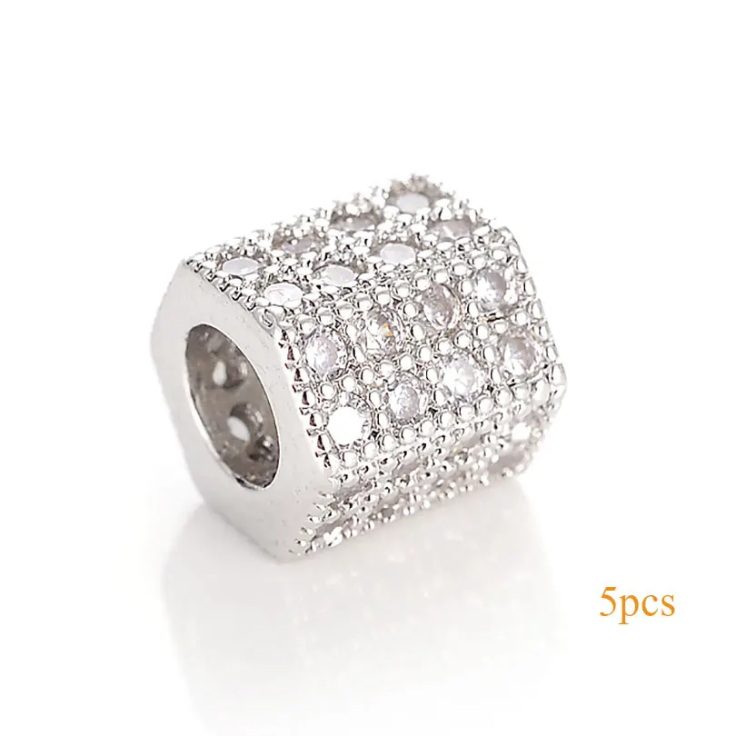 Silver-White-P Neovivi, 5 шт./партия, медная Корона, бусины, Череп, леопард, распорка для шлема, CZ, микро проложенный кубический цирконий, разъем для изготовления ювелирных изделий - Цвет: Silver-White-P