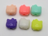 100 mixed pastel color acrylic cute cat face beads 11x11mm jewelry making