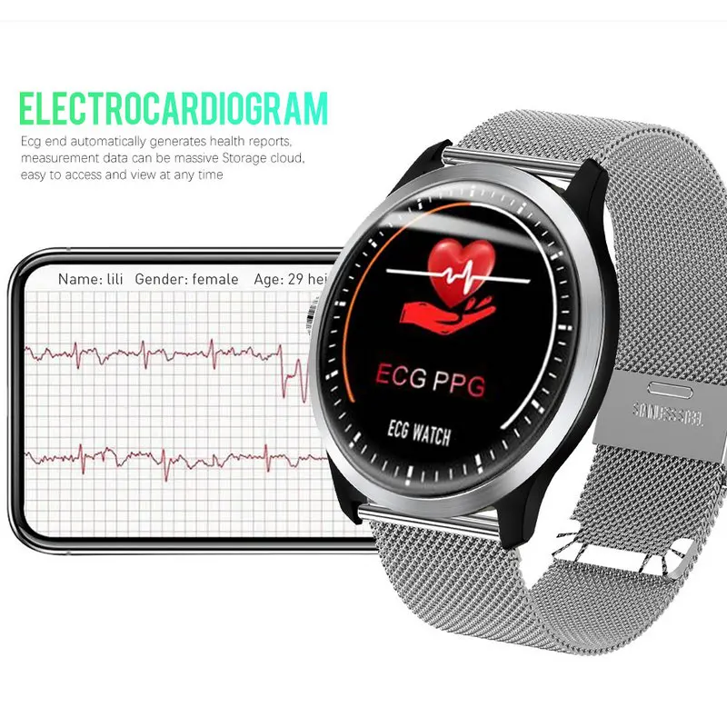 N58 ЭКГ PPG Смарт-часы с электрокардиографом экг дисплей holter пульсометр Монитор