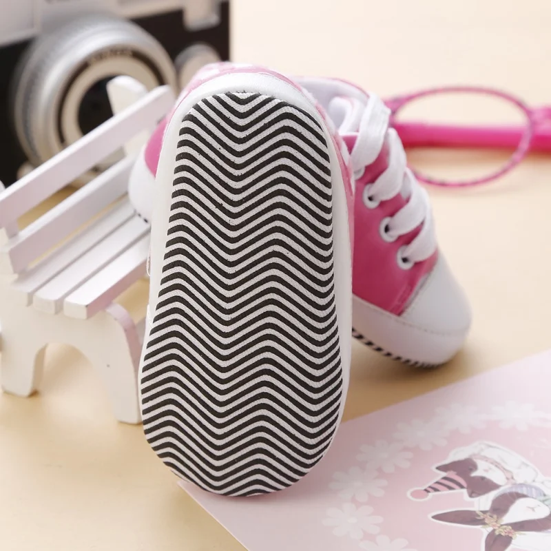 

First Walkers Baby Shoes Newborn Girl Boy Soft Sole Crib Toddler Shoes Striped Sneaker Sports Cotton PU Shoes Casual 0-18 M A