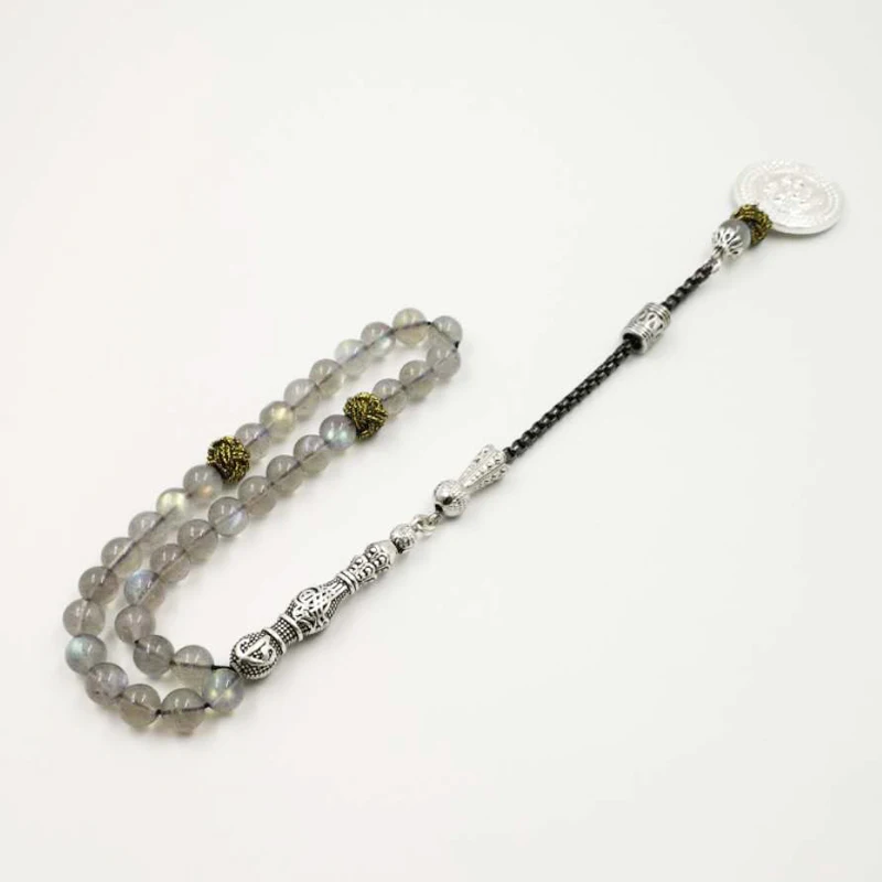 Лунный камень Tasbih мусульманский ценный подарок Лабрадорит tesbih Бог кулон мусульманские четки мусульманские украшения Йога 8 марта ювелирные изделия подарок