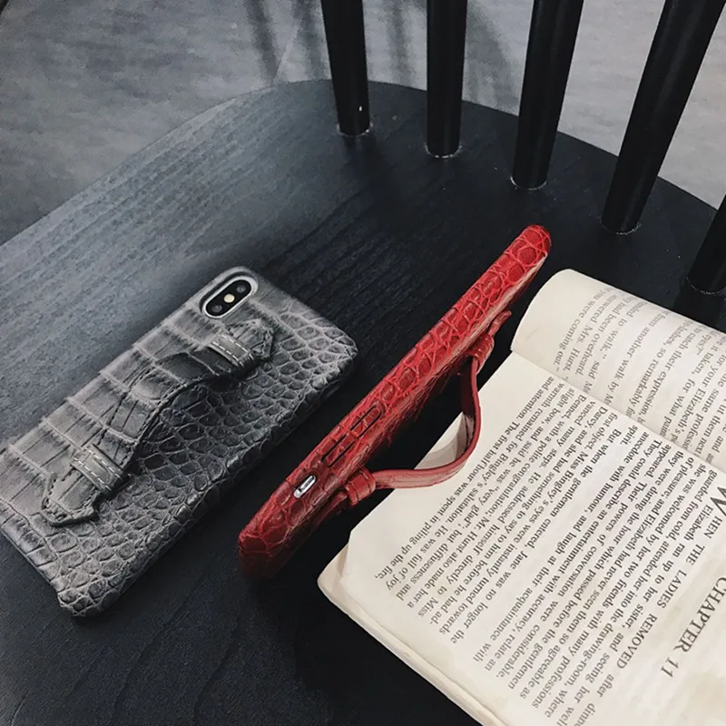 High-end Fashion Leather crocodile Pattern Bracket All-inclusive Phone Case for iphone XS Max XR X 7 8 6 6SPlus Cover |